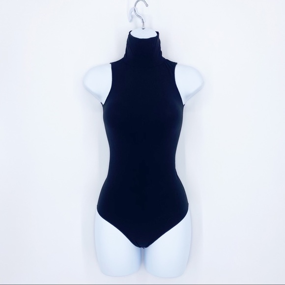 Commando Bodysuit Womens One Size Black Ballet Turtleneck Sleeveless Thong NEW - Picture 3 of 10